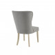 Light Grey Fabric Curved Back Sleek Dining Chairs Wood Legs 